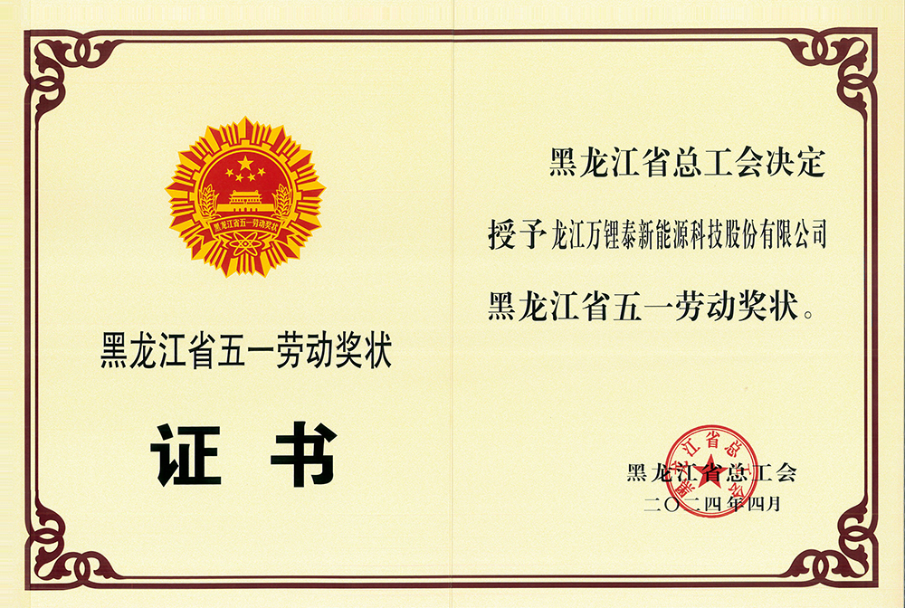 公司荣获黑龙江省五一劳动奖状(图1)